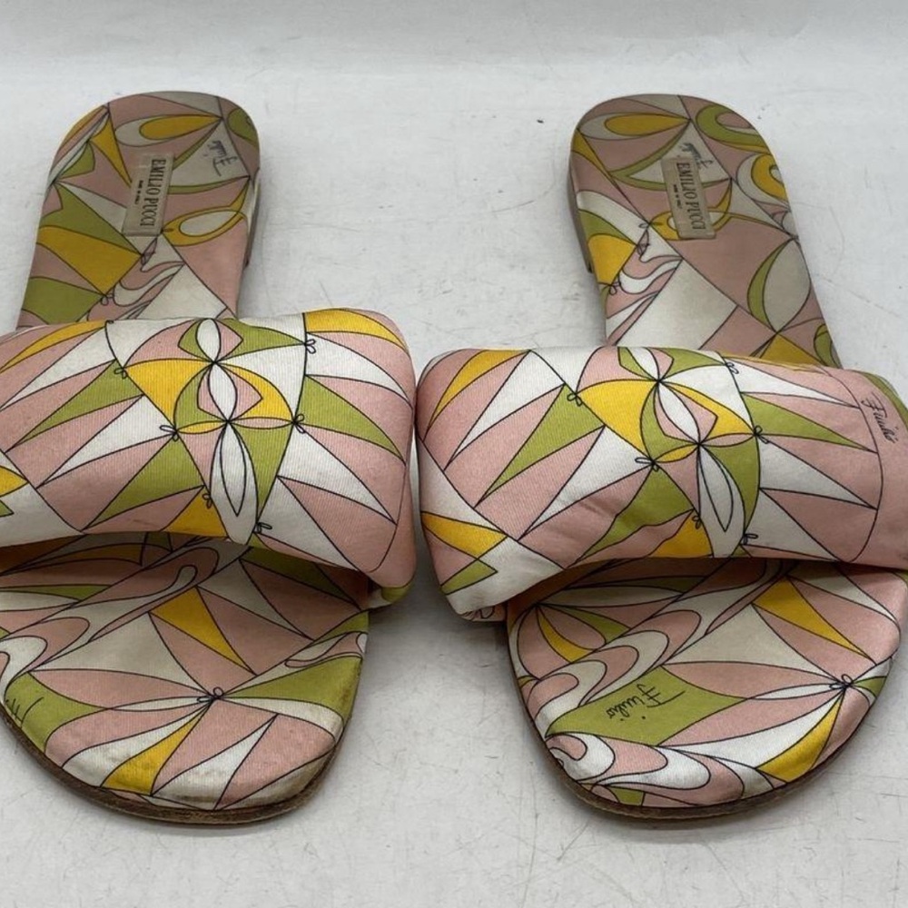 Emilio Pucci Women’s Multicolor  Flower Print Slides Size EUR 41